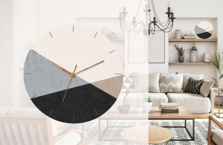 A stylish Nordic Wall Clock for sophisticated interiors/Minimalist Wooden wall clock Geometric Blue