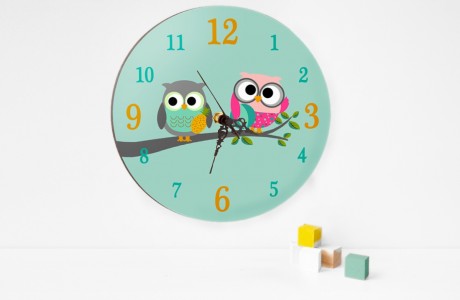 Kids Wall Clock/Round wooden Wall Clock/ kids room decor /Cute owl Clock/animal wall art nursery