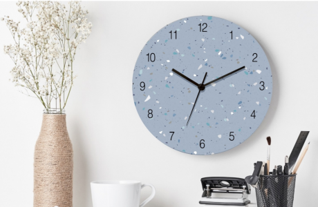 A stylish Wall Clock for sophisticated interiors/Minimalist Wooden wall clock Concrete textu