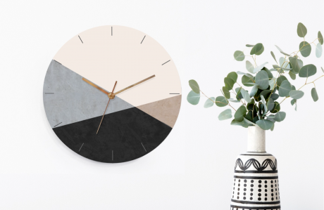 A stylish Nordic Wall Clock for sophisticated interiors/Minimalist Wooden wall clock Geometric Blue