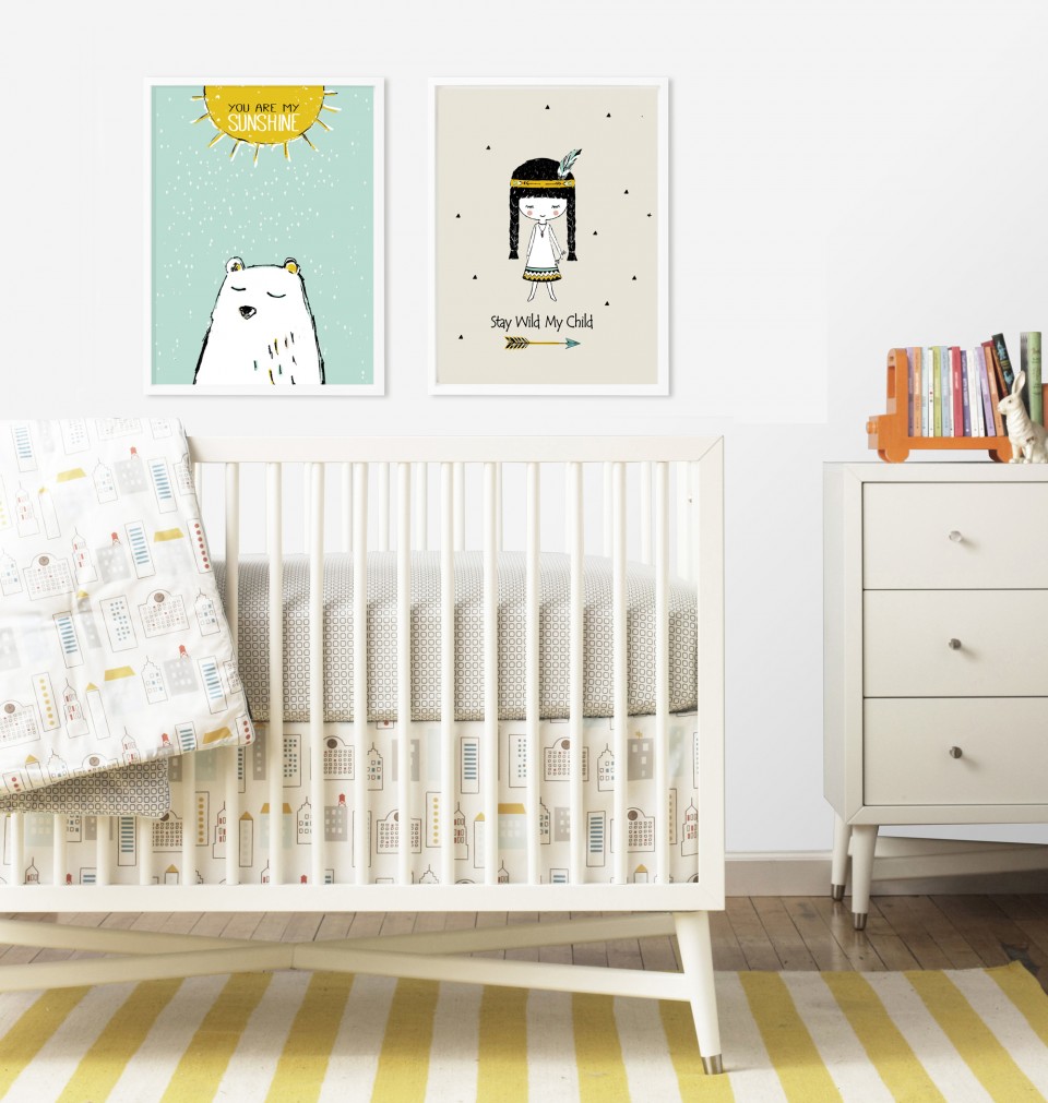 סט 2 הדפסים  לחדר ילדים/תמנות לעיצוב חדר תינוקות